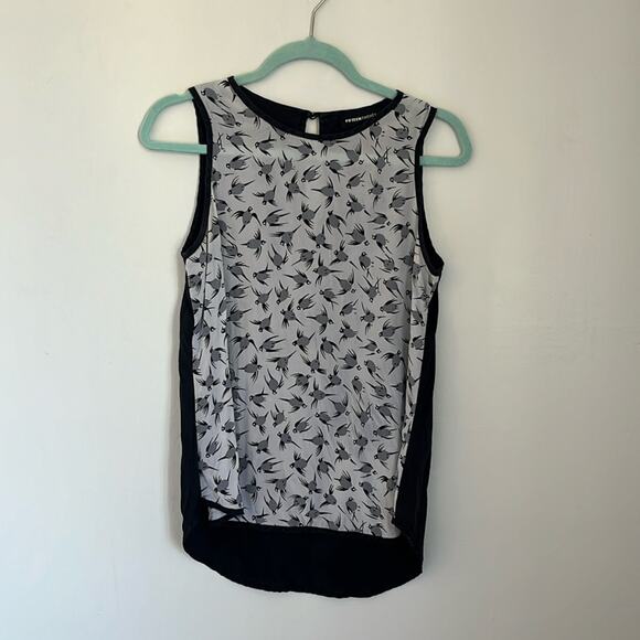 FifteenTwenty sleeveless  100% silk sparrow print tank. Size S - Picture 1 of 6
